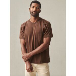 NEW American Giant Mens XL Utility Pocket Top Brown Cotton Crewneck T Shirt USA